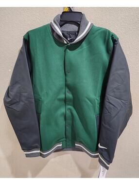 NWT Nike Men's Team Green Snap Letterman Jacket Full-Snap Size Large Y2K style